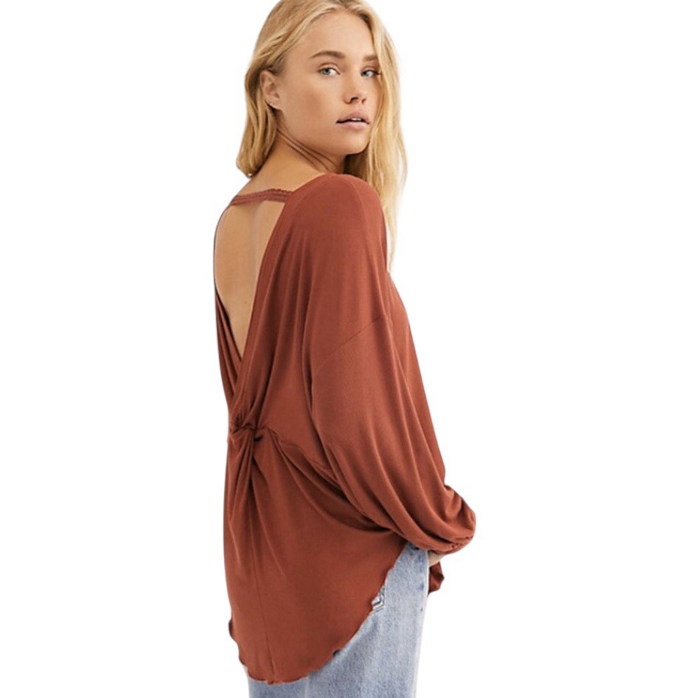 Free People Shimmy Shake Rust Open-Back Women Top Sz L